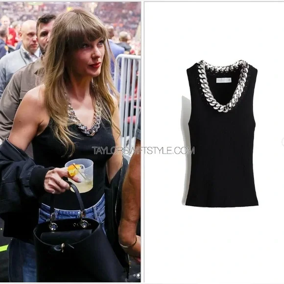 M  Stella McCartney Chain Ribbed タンク Stella McCartney H&M - Chain-Detail Ribbed Tank Top - size M, NWT